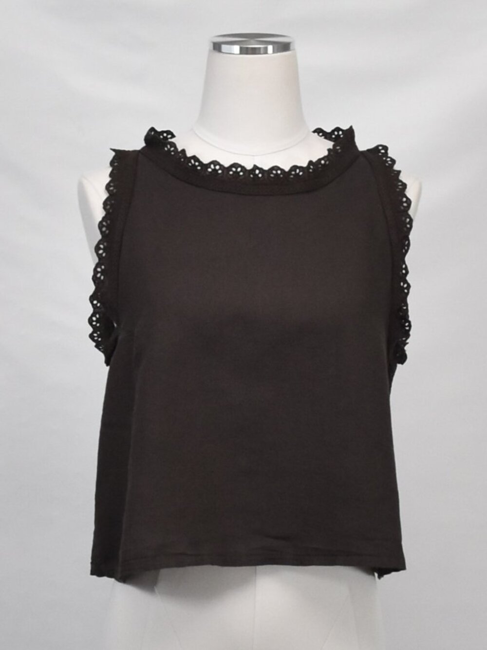 Terzo Millennio Brown Lace Trim Sleeveless Top Large